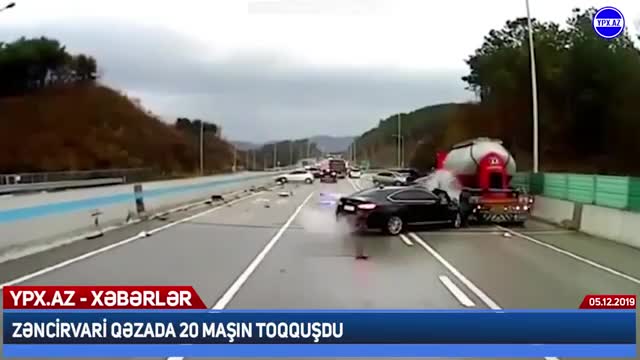 Zəncirvari qəzada 20 maşın toqquşdu - ANBAAN GÖRÜNTÜ