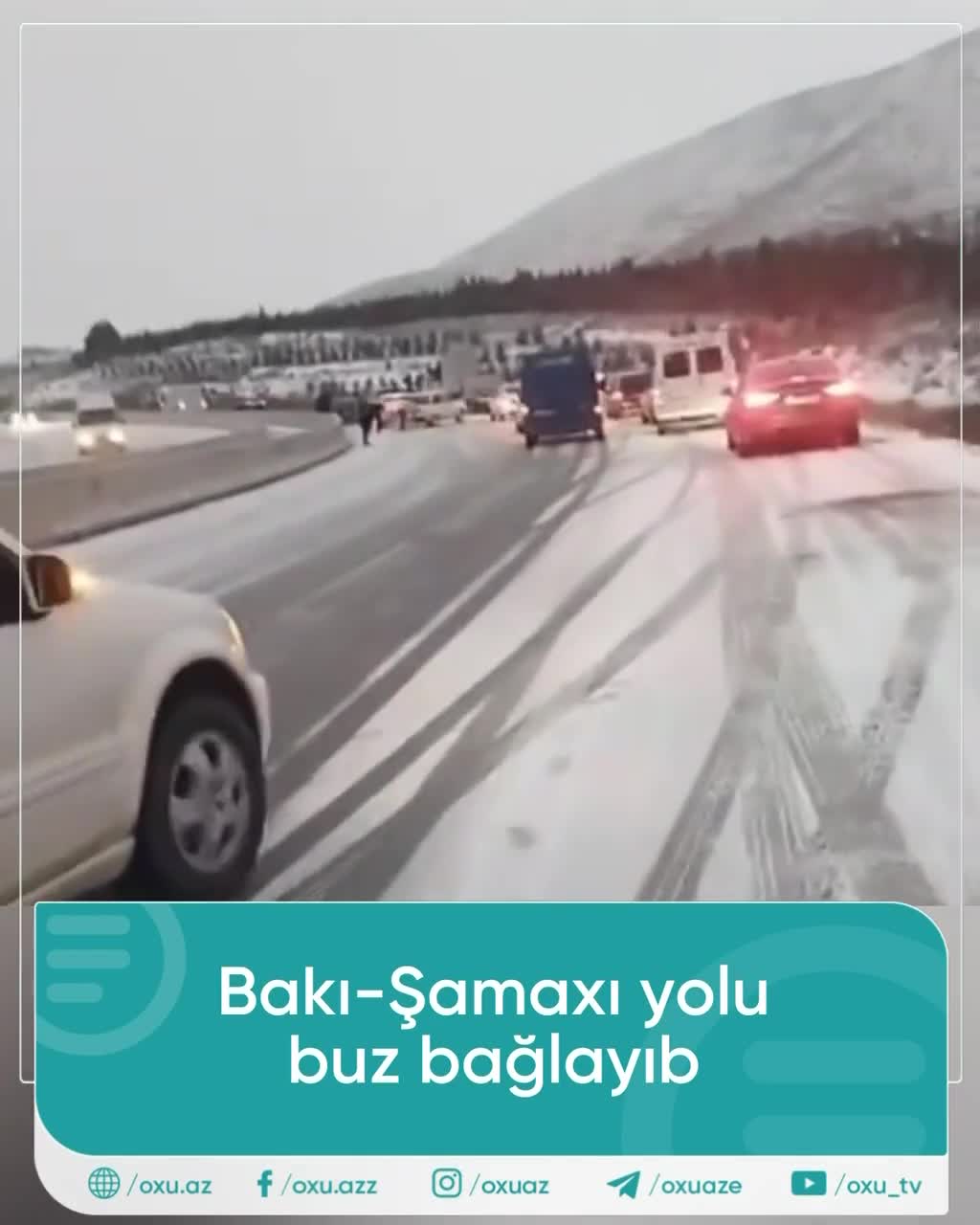 Bakı-Şamaxı yolu buz bağladı