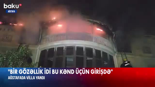 Ağstafada villa yandı