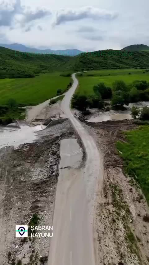 Şabranda selin zədələdiyi yol bərpa olundu