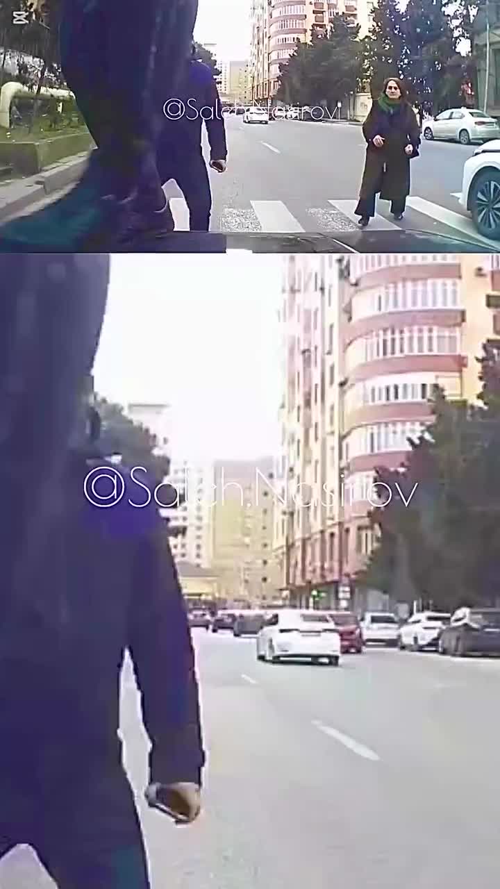 Bakıda piyada sürücüyə hirslənib maşının üstünə dırmaşdı