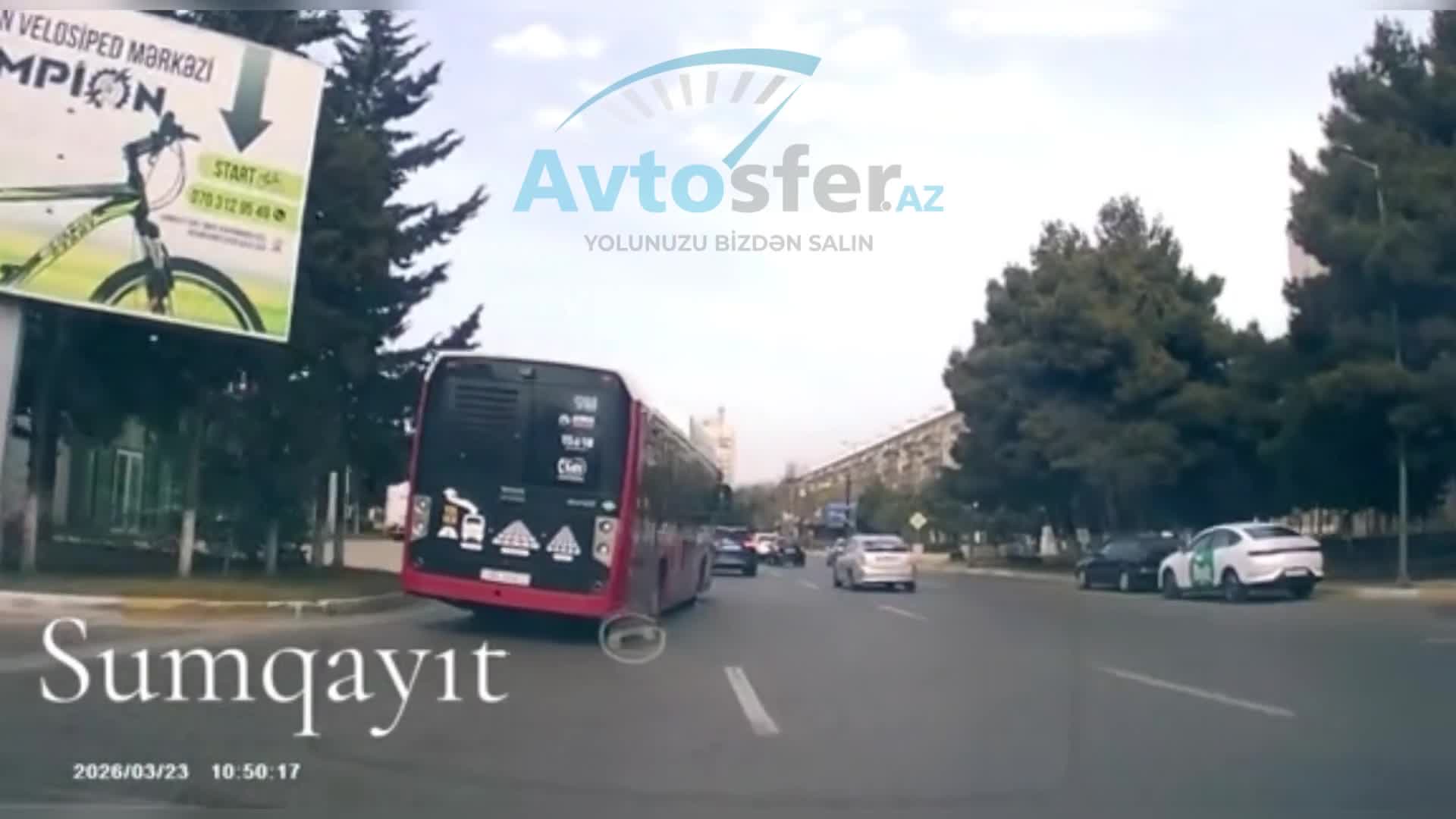 Nişanı görməzdən gələn avtobus sürücüsü qəza riski yaratdı