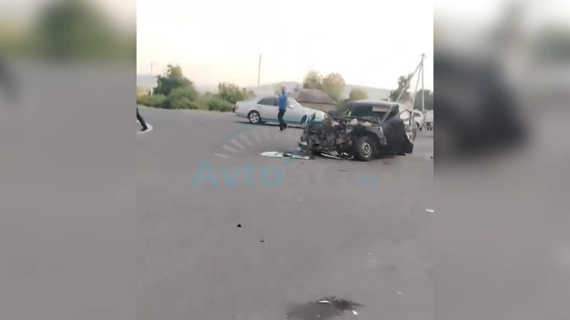Oğuzda iki avtomobil toqquşdu, bir nəfər xəsarət aldı 
