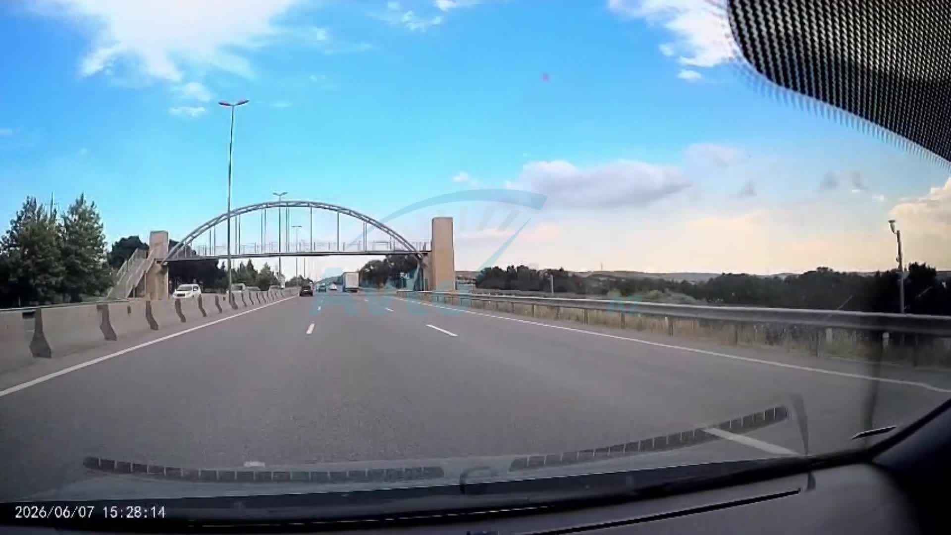 Magistral yola qəfil çıxan inəklər sürücülərə çətin anlar yaşatdı