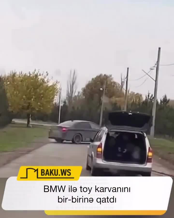 "BMW" ilə toy karvanını bir-birinə qatdı