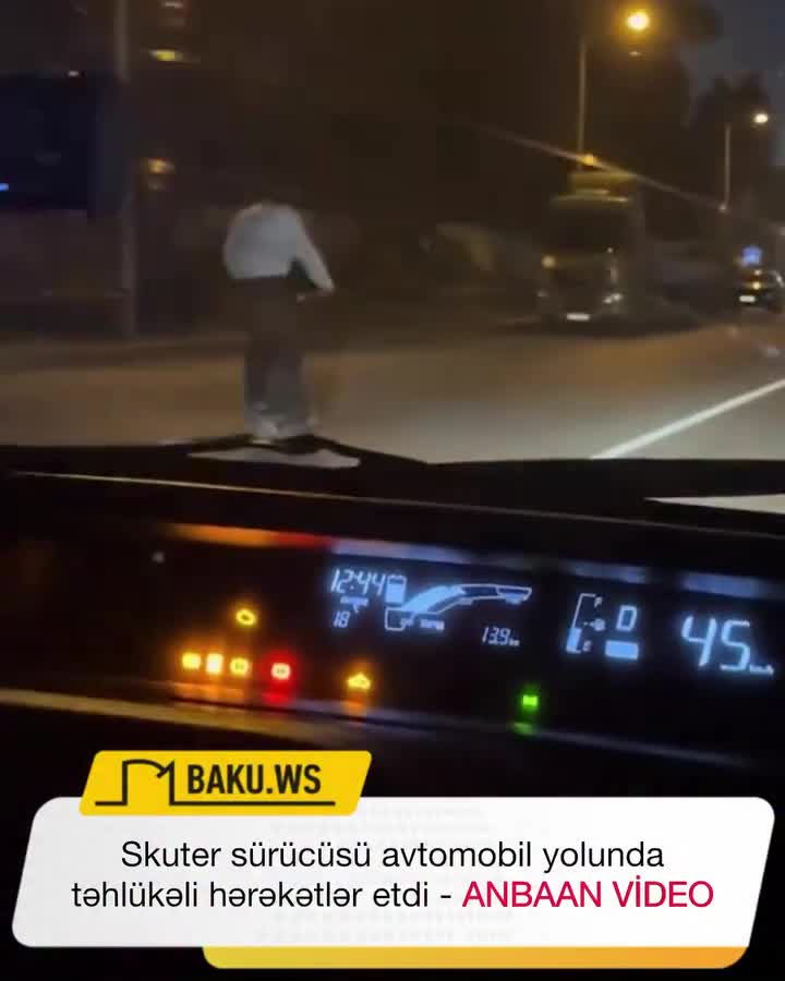skuter sürücüsü avtomobil yolunda təhlükəli hərəkətlər etdi