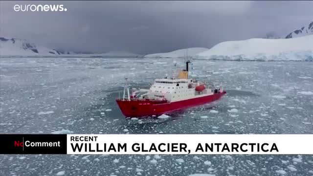 Dramatic glacier collapse in Antarctica as tower block-sized ice mass smashes into sea - NO COMMENT
